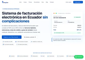 Pantalla de inicio de factuplan.com.ec, el sistema de facturación electrónica
