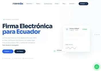 Pantalla de inicio de firmaok.com.ec, donde se compra la firma electrónica