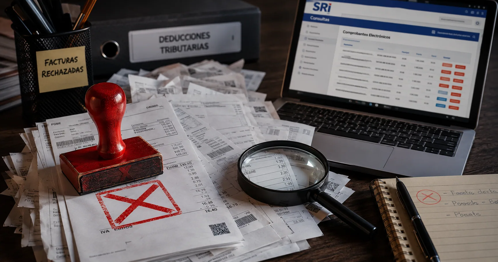 Factura electrónica autorizada del SRI con sello ANULADA sobreimpreso y una nota de crédito vinculada con flecha indicando la reversa de la operación